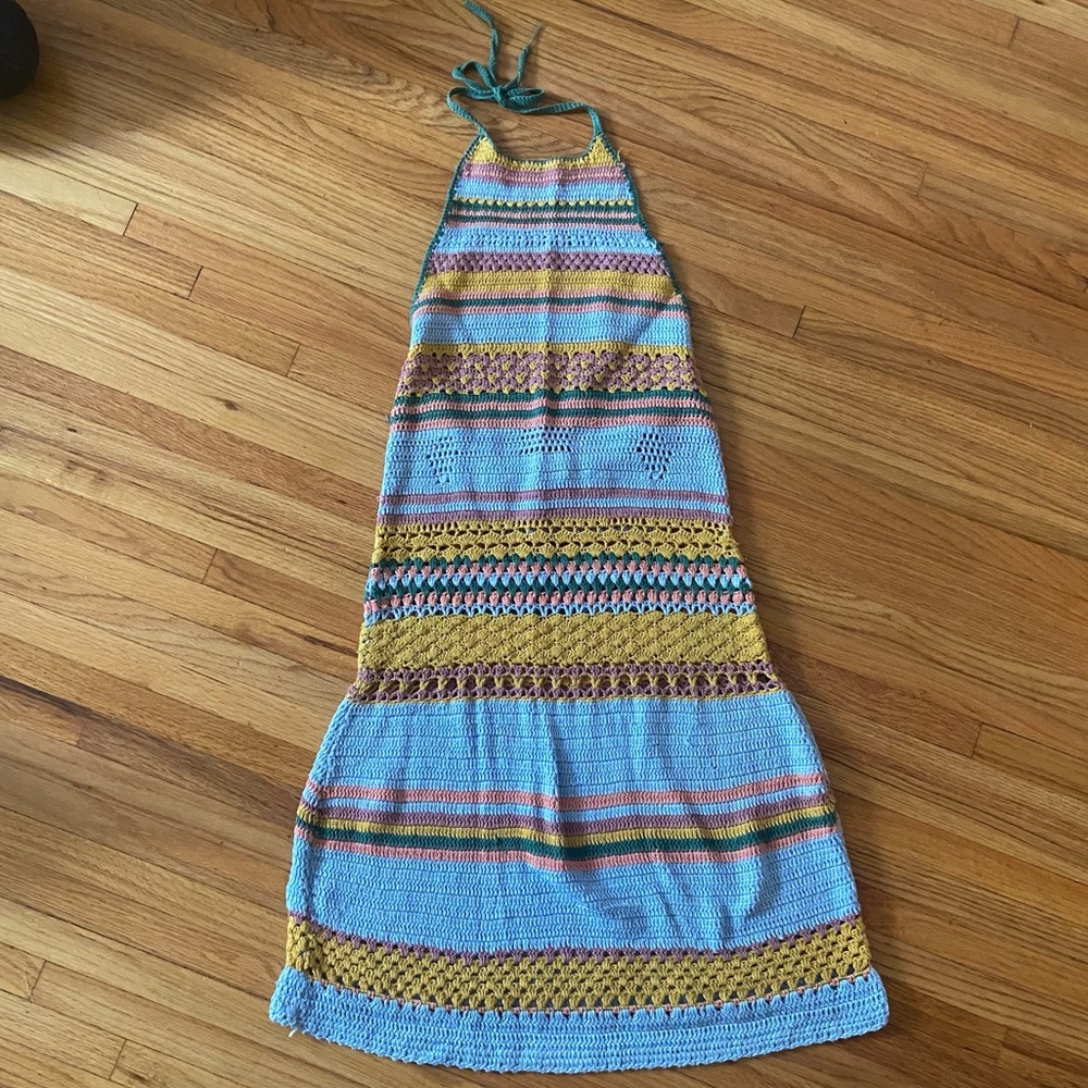 AKOIA SWIM CROCHET HALTER DRESS S/M